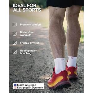 DANISH ENDURANCE Quarter Athletic Socks, Anti-blister for Men & Women, 4-Pack (Medium, Multicolor (2X Black, 2 X White)