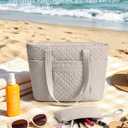 Bagstellar Quilted Tote Bag for Women, Puffer Cotton Work Tote Teacher Nurse Shoulder Bag Handbag for School, Travel, Nursing