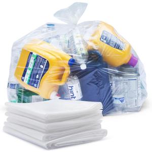 Veska 65 Gallon Clear Trash Bags, (50 Bags w/Ties) Clear Recycling Plastic Garbage Bags. 60 Gallon, 64 Gallon, 65 Gallon Trash Bags (50 Count (Pack of 1))