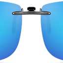 Polarized Clip On Sunglasses Over Prescription Glasses Men Women Compact Fit Non-Flip Up (Blue Mirrored)