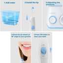 TUREWELL Water Flossing Oral Irrigator, 600ML Dental Cleaner 10 Adjustable Pressure, Electric Oral Flosser for Teeth/Braces, 8 Replacement Jet Tips for Family (White)