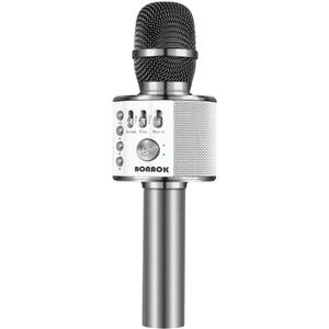 BONAOK Wireless Bluetooth Karaoke Microphone,3-in-1 Portable Handheld Karaoke Mic Speaker Machine Home Party Birthday for All Smartphones Q37 (Space Gray)