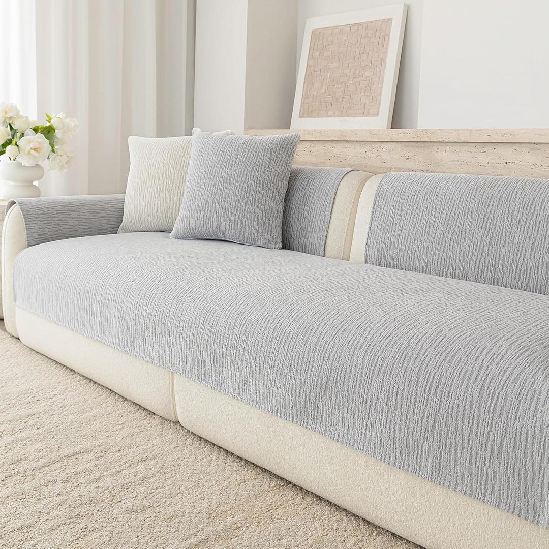 Waterproof Couch Cover for Dogs,Nonslip Sofa Cover for L Shaped Sofa,Washable Furniture Protector Pet Friendly(Light Gray,28"x28")