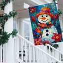 Christmas Garden Flags for Outside Winter Snowman Large Yard Flag, Stained Glass Style Seasonal Farmhouse Winter Xmas Holiday Outdoor Decor 28x40 Inch Double Sided
