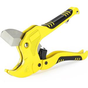 Bates- PVC Pipe Cutter, Cuts up to 1-5/8", Black & Yellow Ratcheting PVC Pipe Cutter Tool, Pipe Cutters PVC Pipe Shears, Plastic Pipe Cutter, PEX Pipe Cutter, PVC Cutter Tool, PVC Ratchet Cutter