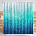 Ombre Blue Shower Curtain, Modern Geometric Shower Curtain for Bathroom with 12 Hooks Polyester Fabric Waterproof Shower Curtains Sets Machine Washable Decor Bath Curtain