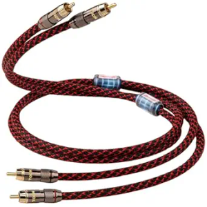 High End RCA Cables for Audiophile RCA Male to Male Stereo Cord for Car Audio, Speaker, Amp - Φ7mm, Nylon Braided Jacket (6.5ft/2m, 4 Pair)