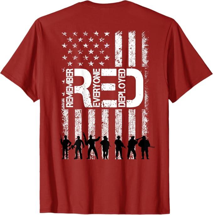 On Fridays We Wear Red Military Veteran Day US Flag Back T-Shirt, Size S