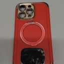 COOLQO for iPhone 15 Pro Max Case 6.7'' Upgraded 360 Spin Magnetic Stand [Compatible with Magsafe][Military Protection] Shockproof Protective Phone Holder Cover for iPhone 15 Pro Max, Red Gold