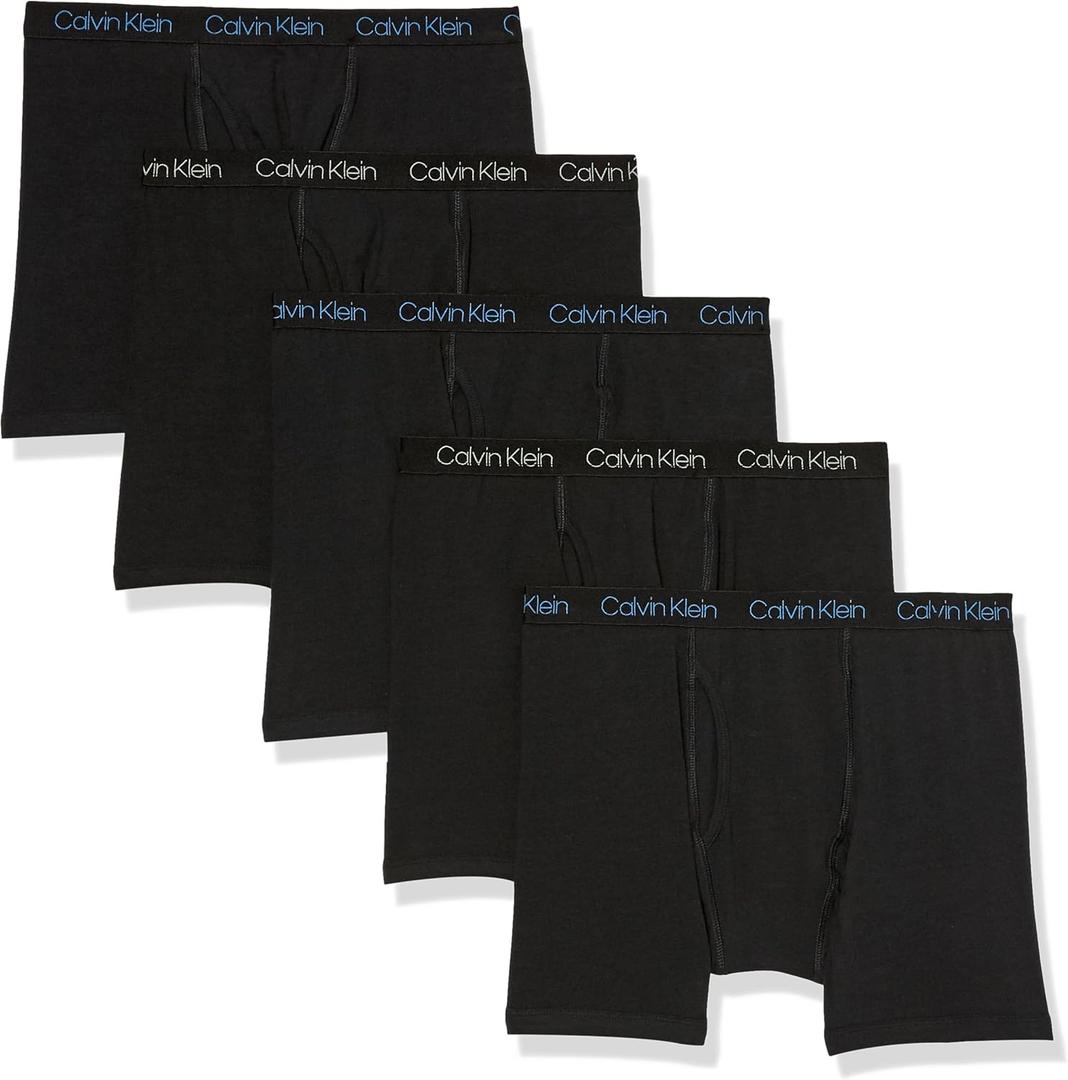 Calvin Klein Boys' Modern Cotton Boxer Briefs (5 Pack) (Large, Black/Black/Black/Black/Black)