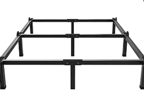 Metal Bed Frame, 9-Leg Bed Base 8 inches Support for Box Spring and Mattress Set, King, Easy Assembly, Black