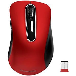 memzuoix 2.4G Wireless Mouse, 1400 DPI Mobile Optical Cordless Mouse with USB Receiver, Portable Computer Mice for Laptop, PC, Desktop, MacBook, 5 Buttons, Red
