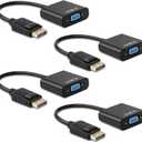 Display Port to VGA Adapter,4 Pack Gold-Plated DisplayPort DP to VGA Converter (Male to Female) for Computer, Desktop, Laptop, PC, Monitor, Projector, HDTV