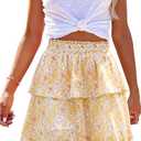 Womens Flowy Shorts Floral Boho Casual Ruffle Skorts High Waist Summer Tennis Running Mini Skirts Chiffon Shorts, M