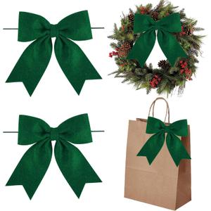 AIMUDI Green Bows for Christmas Tree 5'' Dark Green Hand Felted Christmas Bow for Gift Wrapping Premade Bow for Presents Crafts Wreaths Fireplaces Winter Holiday Christmas Decorations, 24 PCs