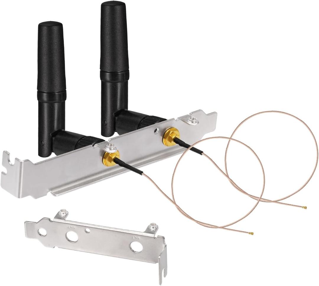 Eightwood Mini PCIe Card Antenna 2.4GHz 5GHz WiFi Antenna + RP-SMA Cable 8in + Computer Slot Bracket for Mini PCI-E WiFi Network Card PC Desktop Computer