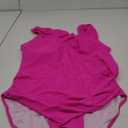 Blooming Jelly Women's Tummy Control Swimsuits Slimming Cute One Piece Bathing Suit Ruffle V Neck Swimwear (Hot Pink) XL