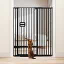 SMONTER 55" High Extra Tall Baby Gate, Safety Cat Gate for Doorways, Expands to 42.9"-46.9" Wide, Auto Close Dog Gate, No Drilling Pressure Mounted Cat Fence, Pet Gate Indoor for Stairs, Black