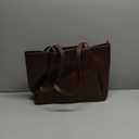 Work Tote Bags for Women 15.6 Inch - Laptop Tote Bag with Zip Compartments - Large PU Leather Office Purse Computer Briefcase (Choc)