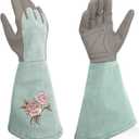 Rose Pruning Gloves Thorn Resistant, Embroidery Gardening Gloves with Extra Long Forearm Protection (Medium (Pack of 1), Green)