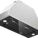 Range Hood Insert 30 Inch - Built-in 900 CFM Ducted/Ductless Range Hood with 3 Speed Fan, Black Stainless Steel & Tempered Glass with Gesture Sensing &Touch Control for Over Kitchen Stove