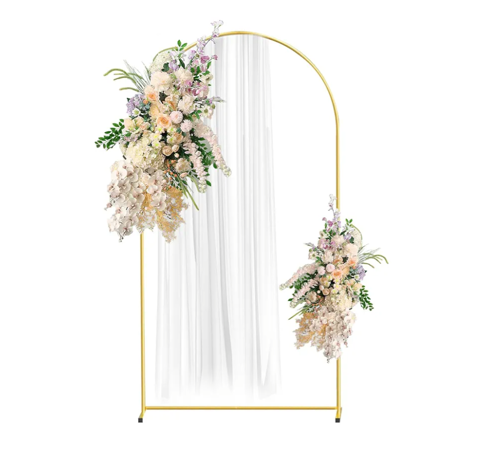 7.2'L x 4'W Gold Metal Arch Backdrop Stand, Square Balloon Arch Stand Wedding Frame for Birthday Party, Baby Shower, and Ceremony Decoration