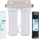 External RV Dual Water Filter System for Reducing Sediment, Dirt, Sand, Rust, Scale Particles & Chlorine Taste | 3/4" GHT 304 Adapter,Mounting Bracket and Two Filters Included