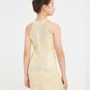 2 x EXARUS Girls Halter Neck Sparkly Sequin Dress Sleeveless Party Dance Formal