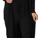 KIRUNDO 3 Piece Lounge Sets for Women Airport Travel Vacation Outfits Spring Cardigan Matching Sleeveless Top Jogger Pants (Large, Black)