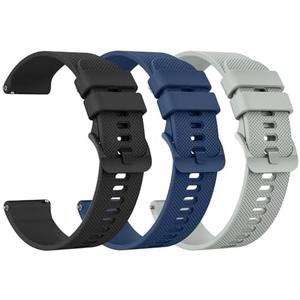 3 Pack Silicone Watch Bands, Quick Release 20mm Soft Silicone Replacement Watch Strap for Women Men (Black+Navy Blue+Grey, 20mm)