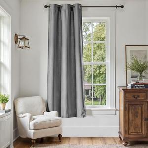 jinchan Linen Textured 75% Blackout Curtain 72 Inches Long for Living Room Room Darkening Thermal Insulated Grommet Top Window Drape for Bedroom 38x72 Grey 1 Panel
