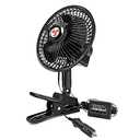 XGGYA 12 Volt Oscillating Fan, 6" Portable Car Fan With Car Cigarette Lighter, 360° Cooling Ventilation, Car DC Clip Fan, 12v Fan for Truck,RV,Car (Cord Length 5FT)