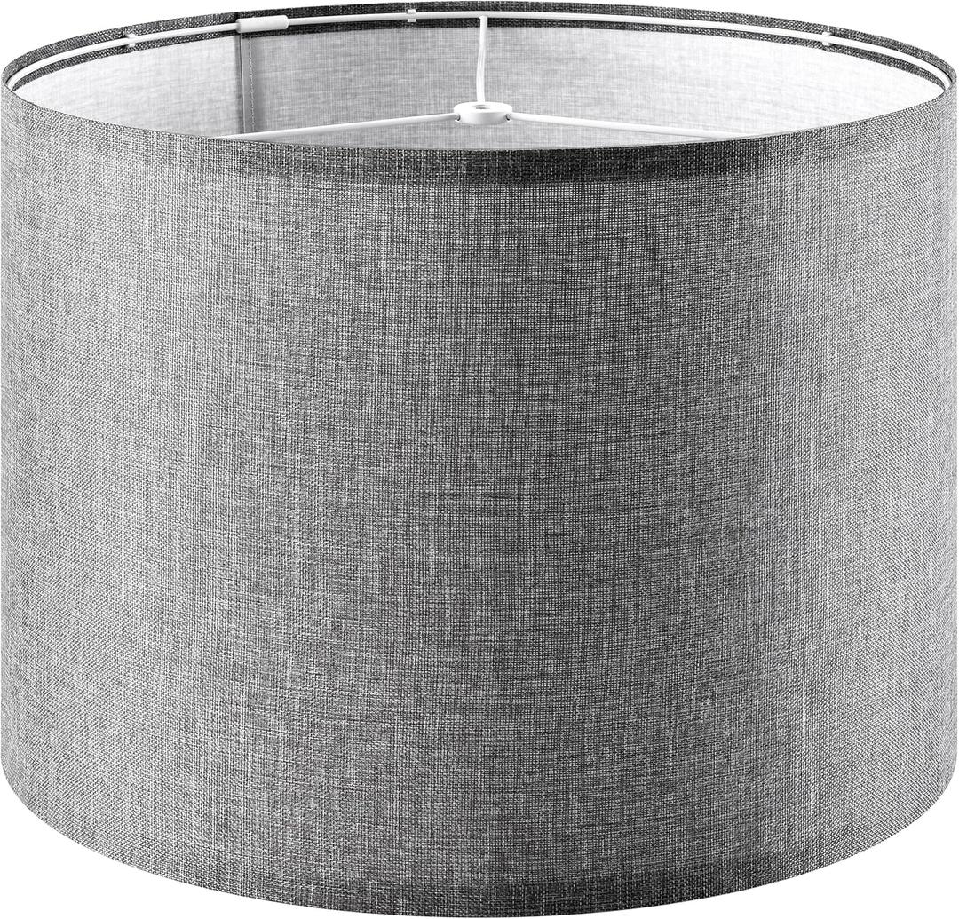 Gray Large Drum Lamp Shades for Floor Lamps Table Lamp Farmhouse Lamp Shade 16" Top x 16" Bottom x 12" High (Spider) Medium Lampshade - Lampshades Replacement By GO&SO (Grey)