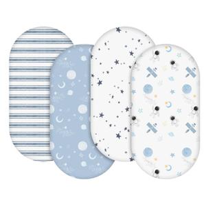Gllquen Baby Bassinet Sheets 4 Pack, Breathable Cozy Fitted Mattress Sheet, Elastic Travel Crib Fashionable Floral Pattern, Standard Cradle Safe Sheets for Baby Boy Girls 32"X16"(Astronaut)
