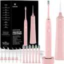 Upgraded Pro Dental Care Kit: 5-Mode Water Flosser & 50,000 VPM Sonic Electric Toothbrush | Premium Oral Clean Set with Enhanced Cleaning Modes, Larger Tank & Refined Design for Advanced Gum Health (Pink)