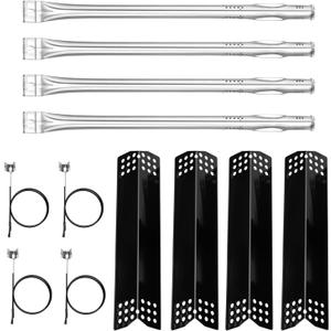 Uniflasy Grill Replacement Parts Kit for Expert Grill 720-0789H 4-Burner Propane Gas Grill Porcelain Steel Heat Plate Shield Stainless Steel Pipe Burners 4 Packs