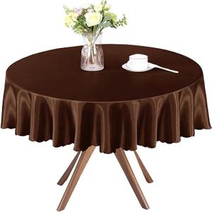 Homiest 1 Pack 84 Inch / 7ft Round Tablecloth Satin Table Cover, Chocolate Brown Table Cloth Overlay Bright Table Decorations, Silky Satin Dining Table Cloths for Wedding Reception Graduation Banquet