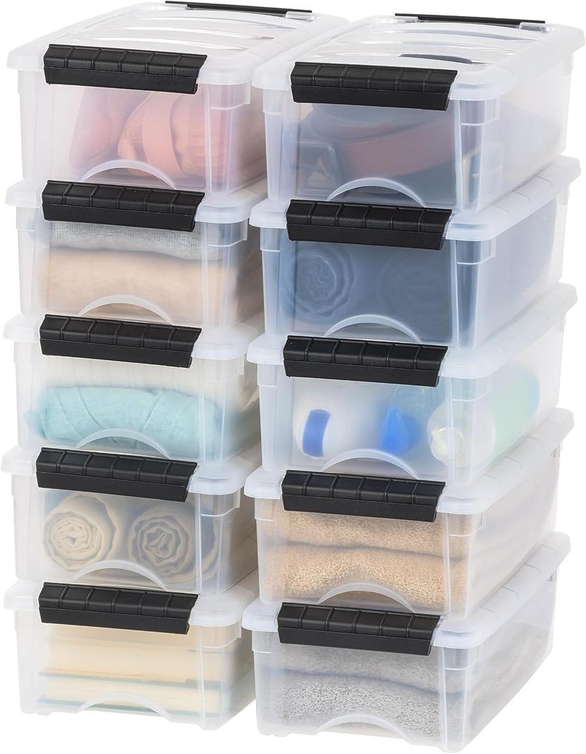 IRIS USA 10-Pack 6 Quart Storage Bins with Lids, Clear