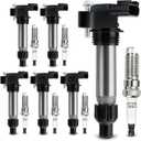 UF569 Ignition Coil &12622561 Double Iridium Spark Plug For Buick Allure Enclave LaCrosse/Cadillac ATS XTS CTS SRX STS/Chevy Impala Malibu Equinox Traverse/GMC Canyon Acadia Terrain/Saturn/Suzuki