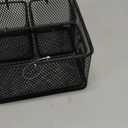 three-compartment black wire mesh desk