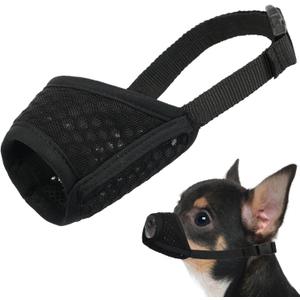 Mayerzon Dog Muzzle, Puppy Soft Mesh Muzzle for Small Medium Large Dogs Chihuahua Poodles Beagle Dachshund Corgis Labrador for Biting Chewing Grooming that Allows Panting Drinking(XXS, Black)