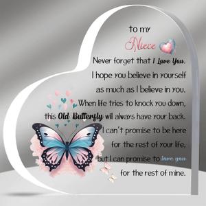 Niece Inspirational Gifts Acrylic Plaques My Girl Graduation Gift Women Birthday Christmas Appreciate Cute Butterfly Signs for Her Best Go to University Encourage Souvenirs From Uncle Auntie