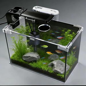 FS&AQ 5 Gallon Betta Fish Tank with Filter Light and Lid Small Aquarium Starter Kit Perfect for Desktops Offices or Beginners
