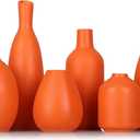 Orange Ceramic Bud Vases Set of 6, Modern Boho Home Dcor for Living Room, Shelf, Mantle & Fireplace, 3.77.6 Matte Minimalist Vases for Kitchen, Bathroom, Office, Small Flower Vases, Gift Ready
