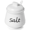 ONTUBE Ceramic Salt Bowl with Lid and Spoon 12oz (White)