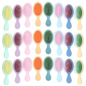 24 Pcs Mini Wet Hair Brush, Travel Detangling Brush, Mini Brush Hairbrush for Girls Little Travel Hairbrush Detangling Soft Bristles Hair Brush for Most Hair Types Smoothing with Ease Knots (8 Colors)
