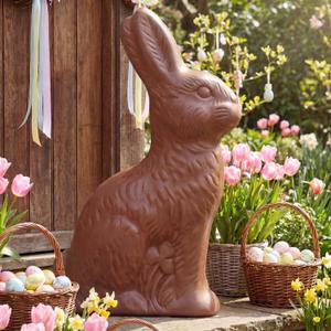 47 Inch Giant Easter Chocolate Bunny Decor Faux Chocolate Bunny Cardboard Standup Rabbit Yard Outdoor Decor Rabbit Signs Outdoor Display for Easter Party Holiday Spring Home Lawn Garden