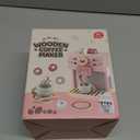 Airlab Kids Coffee Playset Toy Coffee Maker Set for Toddler Wooden Kitchen Accessories Pretend Play for Girls Boys Ages Birthday Gifts Pink