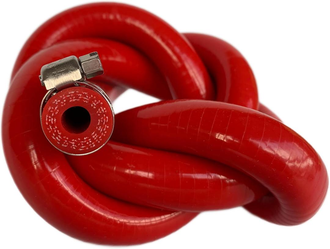 8MM (5/16") X 5FT Red High Temp Reinforced Silicone Heater Tubing Hose Radiator Coolant Straight Line(Work Pressure 145PSI/4-ply Reinforced/5MM Thick)+2 Clamp