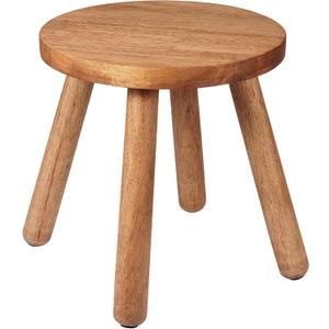 Wesketch Round Solid Wooden Step Stool, Indoor Plant Stand, Wood Legs Detachable for Plant Stand, Stable 11.8 InchTall Flower Holder for Heavy Pots, Gardening Display for Decor Living Room Patio -Walnut